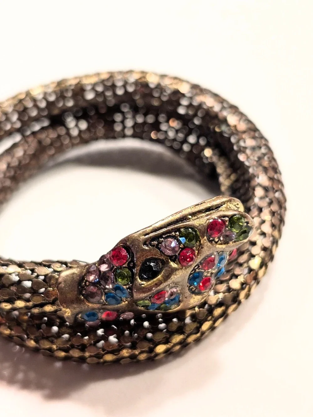 Vintage Mesh Gold Snake Coil Crystal Boho Indie Fairy Bracelet